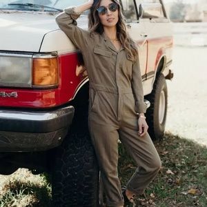 Carly Jean Olive Green Jumpsuit